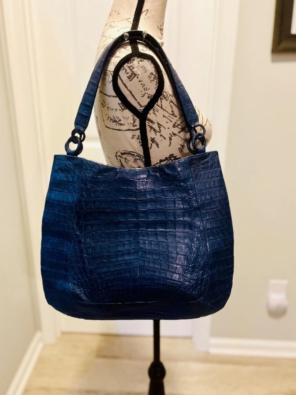 Nancy Gonzalez Blue Exotic Skin Leather Tote Luxury Bag